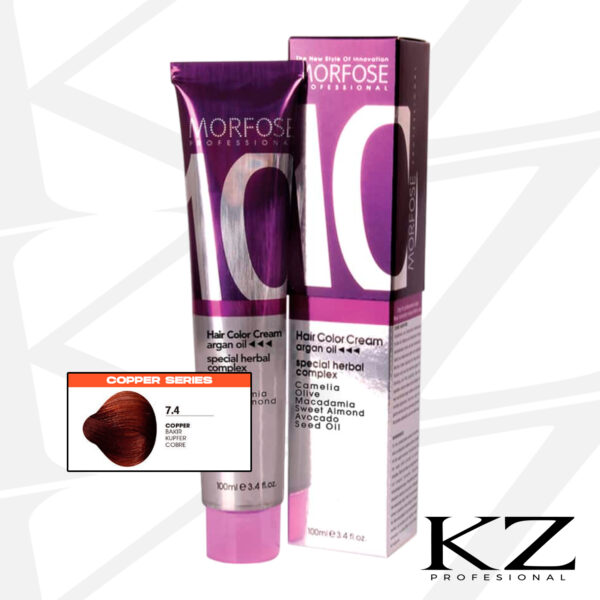 10 Hair Color Cream 100ml Copper 7.4 - Tinte de Cabello Profesional - MORFOSE