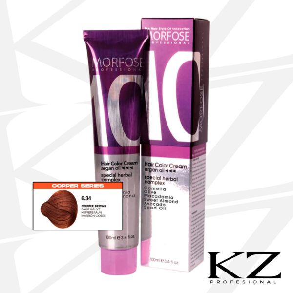 10 Hair Color Cream 100ml Copper Brown 6.34 - Tinte de Cabello Profesional - MORFOSE