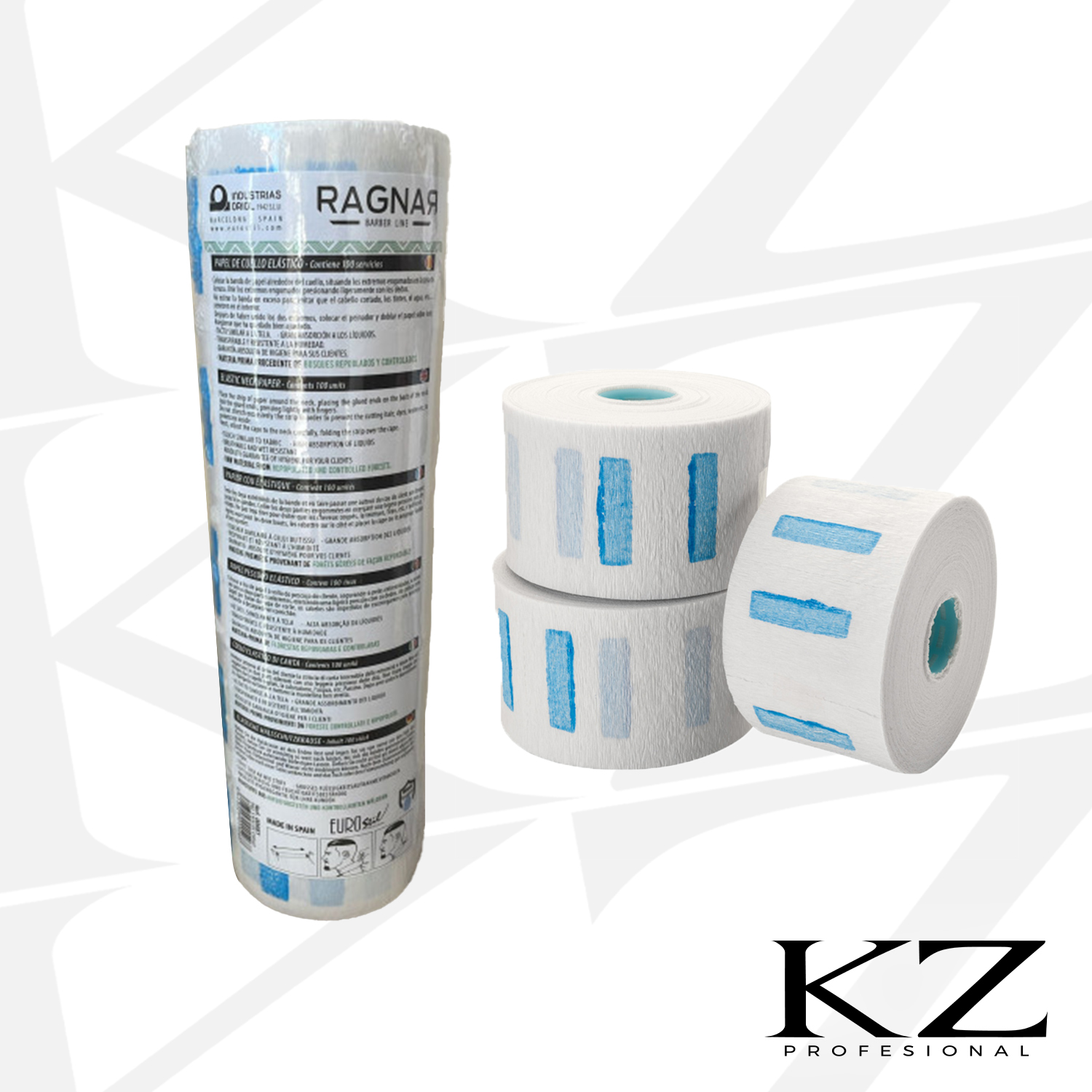 PAPEL DE CUELLO BLANCO PACK 5 ROLLOS - RAGNAR - BARBER LINE - EUROSTIL