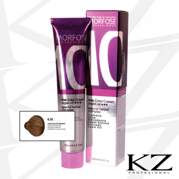 10 Hair Color Cream 100ml Chocolate Brown 6.35 - Tinte de Cabello Profesional - MORFOSE